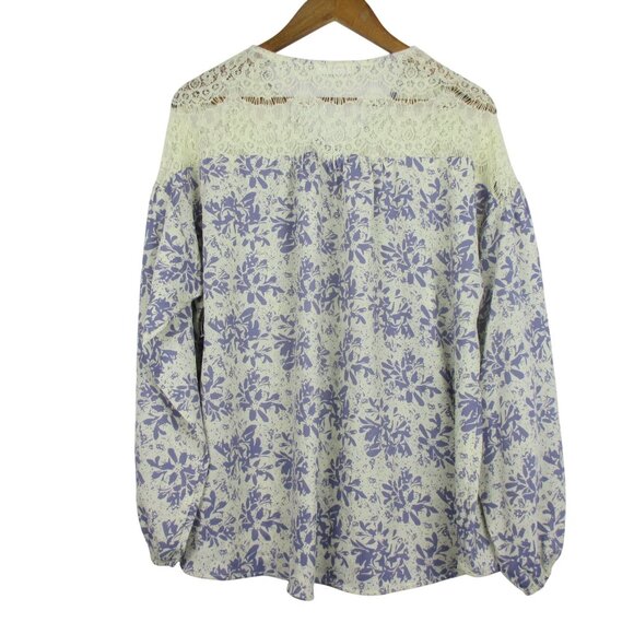 Chic Soul Top Blouse 1X Lace Floral Boho Peasant Flowy Cottagecore Coastal New - Picture 4 of 7